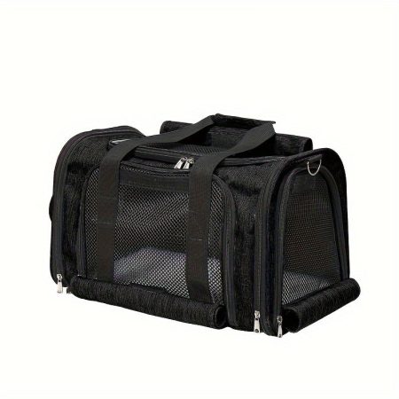 Foldable Steel Frame Pet Carrier for Dogs and Cats - Portable Travel Backpack with Ventilation Mesh, Zipper Closure, Handle & Adjustable Shoulder Strap, Durable Lightweight Design, Dog Carrier, Mesh Visibility Panel, Secure Zipper Closure