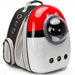 Heavy-Duty Front Expandable Cat Backpack Carrier - Airline Approved Up to 20 lbs, with Bubble Dome & Mesh Window, Lightweight Pet Travel Backpack for Large Cats, Kittens, Small Puppies - Red/Black/White Space Capsule Design Carrier, Breathable Material