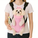 Heavy-Duty Dog Backpack Carrier with Thick Cushioned Straps - Front Facing Pet Sling, Adjustable Chest Harness, Legs-Out Design for Small/Medium Dogs up to 24 lbs (11kg) - Front Facing Travel Bag for Hiking, Camping, Walking - EasyFit Puppy Carrier with S